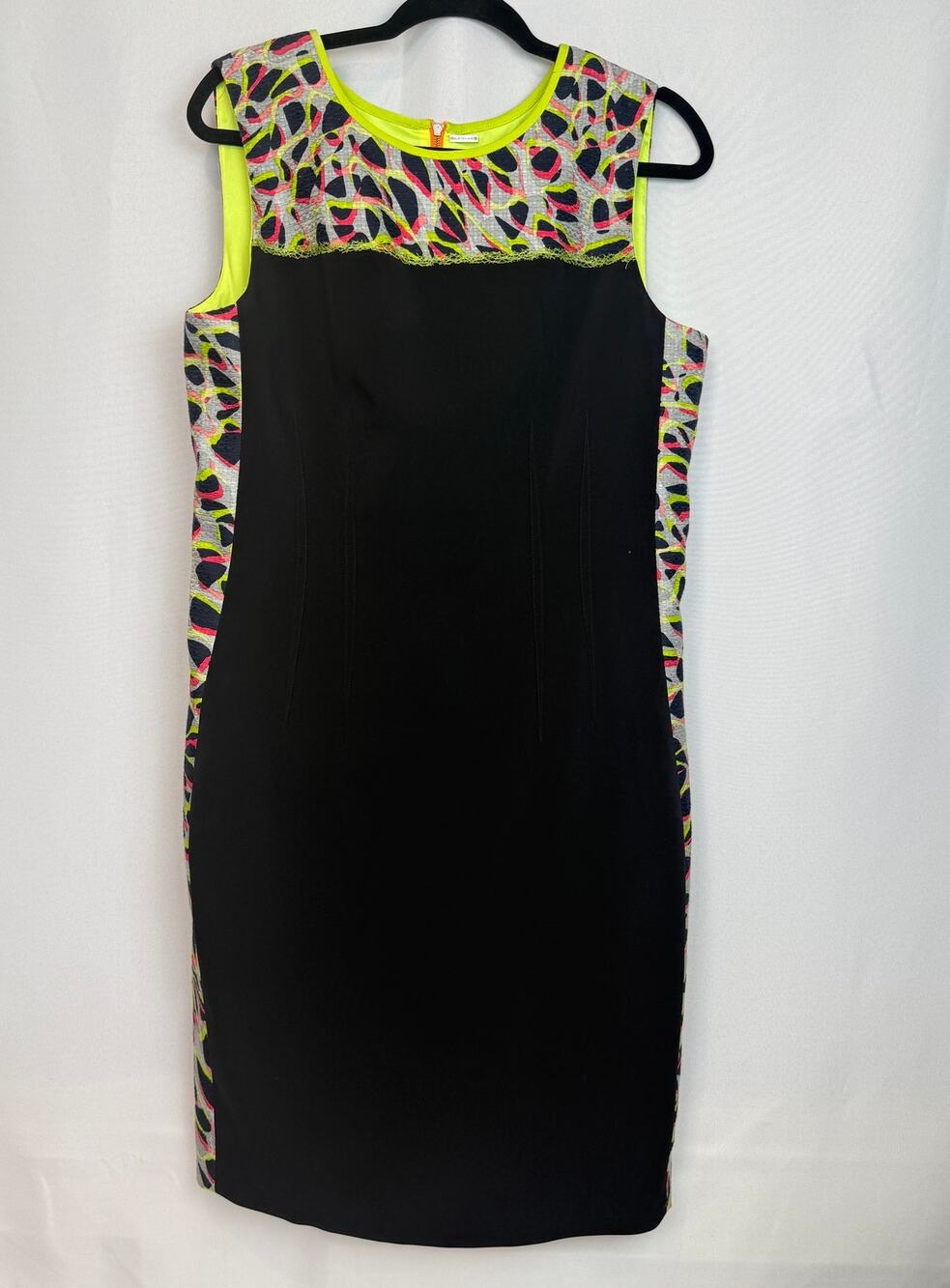 NWT Elie Tahari Emory Dress 14 Neon Abstract Print Sheath $398 Retail
